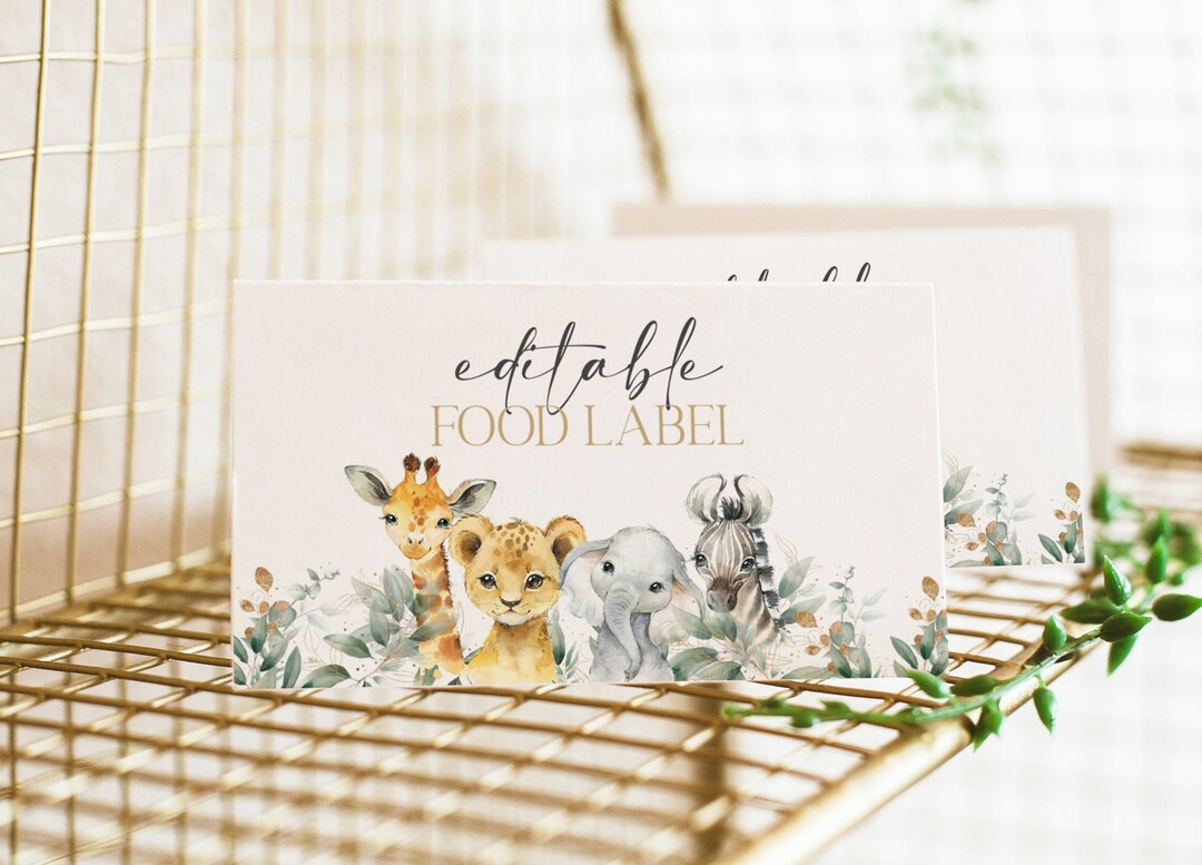 Editable Safari Animal Food Label, Jungle Party Animal Food Tent ...