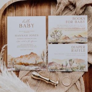 Southwestern Desert Babypartyeinladung Set, Arizona Babyeinladung Set, Scottsdale Babypartyeinladung, Sedona Kaktus einladen, BBS106