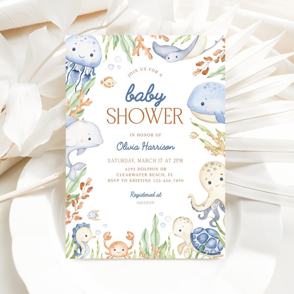 Ocean Life Baby Shower Invitation - Etsy