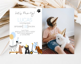 Dog Birthday, Editable Puppy Invitation | Digital Download | 7X5 Corjl Skateboard Theme Template