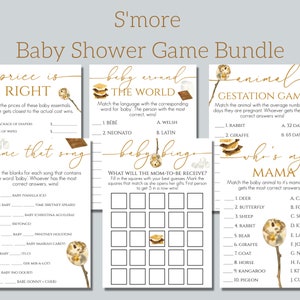 S&#39;more Baby Shower Game Bundle, Camping Baby Shower, Smore Fun Baby Shower Games, Rustic Baby Shower, Instant Download, Editable