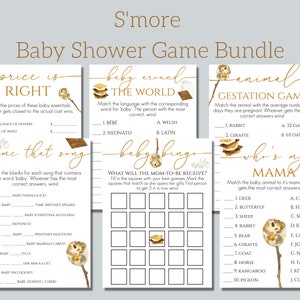 S'more Baby Shower Game Bundle, Camping Baby Shower, Smore Fun Baby Shower Games, Rustic Baby Shower, Instant Download, Editable