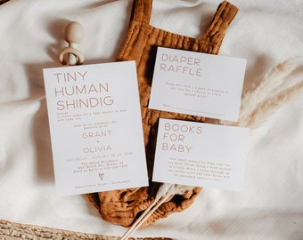 Minimalist Baby Shower Invitation Bundle (Digital Download) CLP91