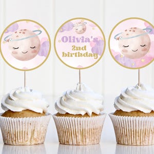Girl's 2nd Birthday Invitation, Moon and Stars Design (Instant Download) image 7