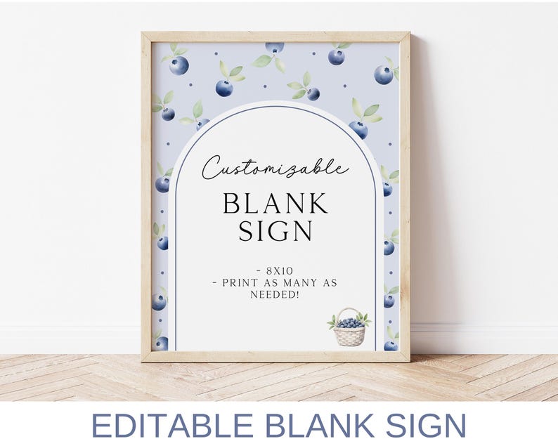 Editable Blueberry Welcome Sign Template , Printable Blueberry Baby ...