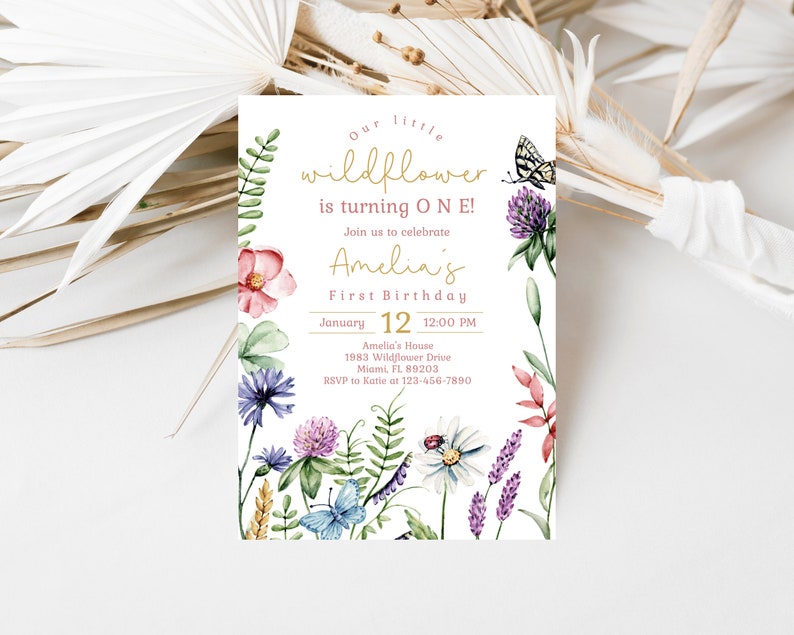 Jollyboom Festone E Striscione Con Fiori Selvatici Per Compleanno – She Is A Wildflower, Decorazioni Per Festa Ragazza