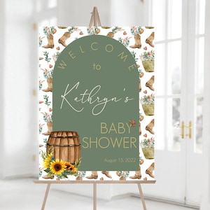 Editable Cowboy Baby Shower Welcome Sign Template, Printable, Western, Rodeo, Baby boy, Saddle Up, Instant Download