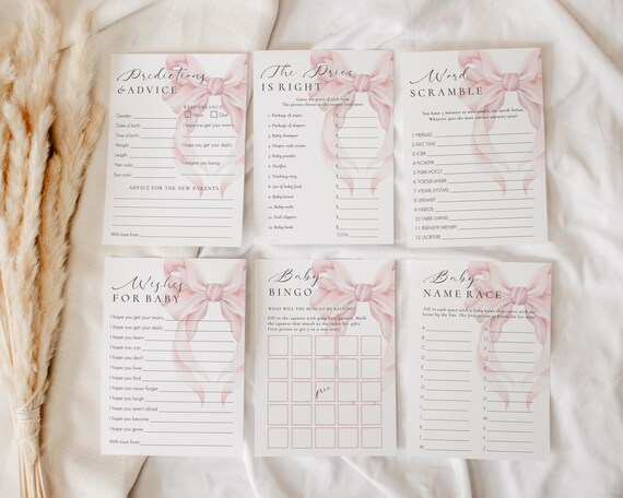 Coquette Baby Shower | Editable Blush Bow Bundle - Corjl 5X7 Digital | Pdf Jpeg BBS152