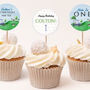 Editable Golf Birthday Party Cupcake Toppers, Golf Birthday Par-tee Decoration, Printable Boy Golf Cupcake Topper, Instant Download, BB3
