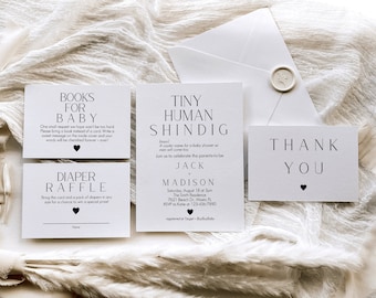 Minimalist Baby Shower Invitation Bundle, Modern Invite (Digital Download)
