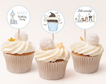 Editable Dog Birthday Cupcake Toppers, Puppy Pawty Decor (Instant Download) CLP5