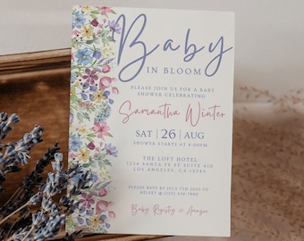 Baby In Bloom Invitation Editable Baby Shower Invitation Garden Baby Shower evite Template Wildflower baby invite