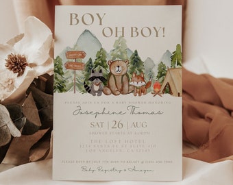 Teddy Bear Baby Shower Invitations Camping baby shower oh boy baby bear editable baby shower invite template