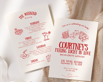 Vegas Bachelorette Party Invite Template for Las Vegas Party Favors Digital Itinerary Template