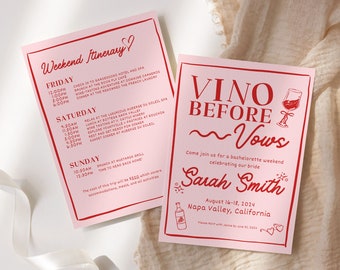 Wine Bachelorette Invite Template for Napa Bachelorette Vino Before Vows Bachelorette Hand Drawn Invite for Winery Bachelorette Invitation