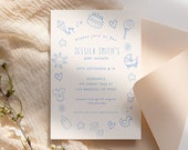 Blue Baby Shower Invitation Baby Boy Invite for Oh Boy Baby Shower Hand Drawn Invite Template