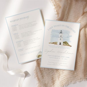 Beach Bachelorette Itinerary for Last Toast On The Coast Bachelorette for Coastal Bride Digital Invite Template Coastal Grandma