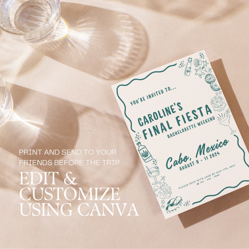 Final Fiesta Bachelorette Party Invite Digital for Mexico Bachelorette ...