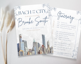 NEW YORK Bachelorette Itinerary Template Bach and Bougie Bach and The City Digital Invitation Girls Trip Party NYC Bachelorette