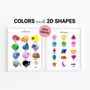 Pode incluir: Um gráfico educativo imprimível com ilustrações de aquarela de cores e formas 2D. O gráfico apresenta uma variedade de cores, incluindo vermelho, laranja, amarelo, verde, azul, roxo, índigo, rosa, marrom, cinza, preto e branco. O gráfico também apresenta uma variedade de formas 2D, incluindo um círculo, um quadrado, um triângulo, um pentágono, um hexágono, um octógono, um losango, um paralelogramo, um retângulo, uma elipse, um trapézio, uma estrela, uma lua crescente e uma flecha.