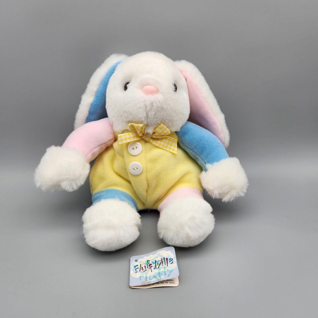 Vintage Fluffyville Bunny Rabbit Plush Color Block 8