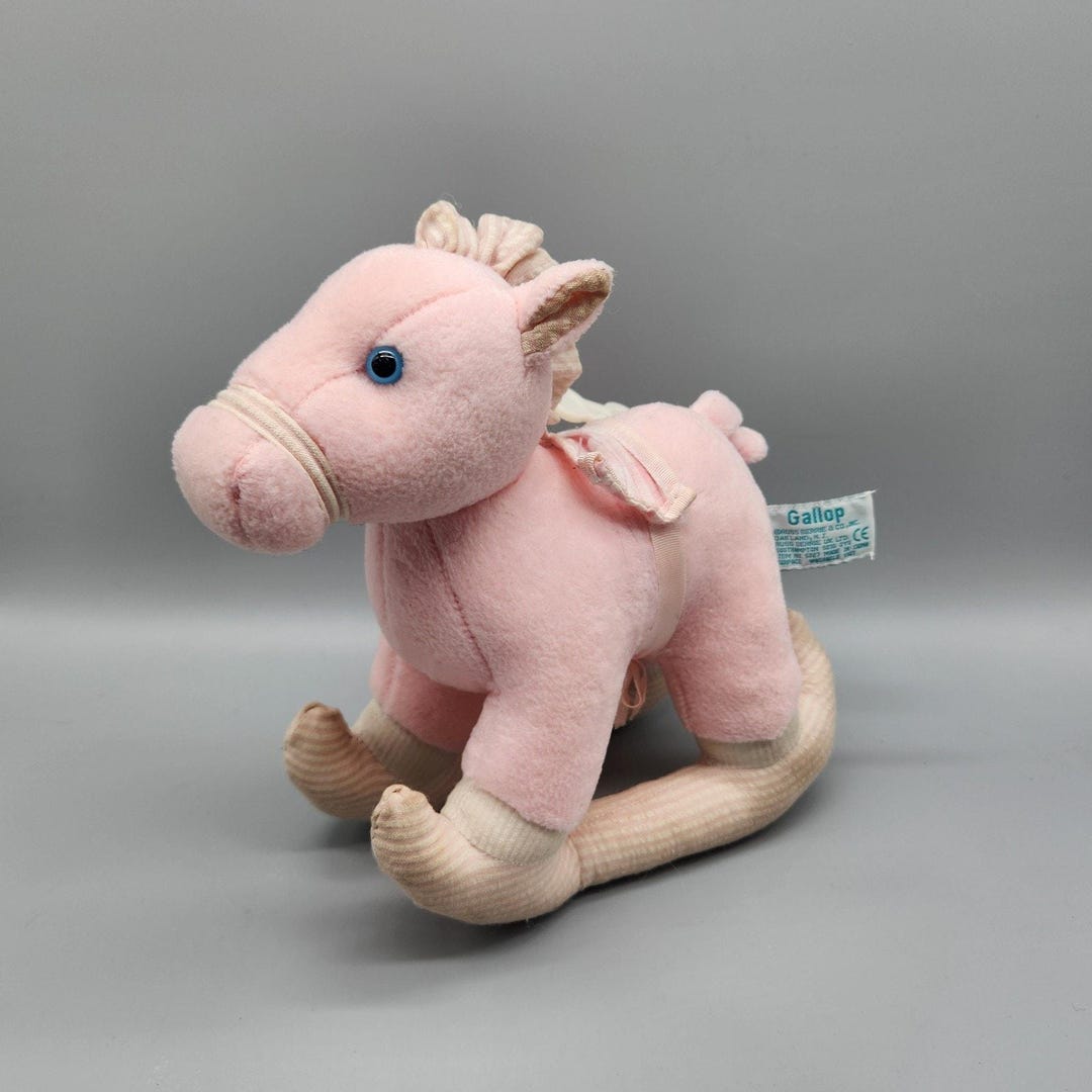 Russ Rocking The Baby Vintage Russ Baby Pink Pony Rocking Horse Plush Gallop *READ Stuffed ...