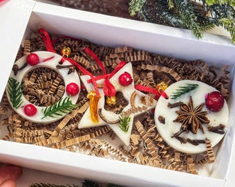 Christmas Scented Tree Decorations | Handmade Soy Wax Candle | Holiday Decoration | Festive Winter Gift