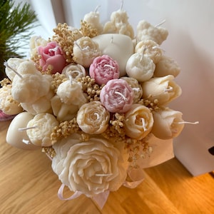 Großer Strauß Duftende Sojawachskerzen | Blumen Geschenk | Luxus Geschenkidee | Handgefertigt