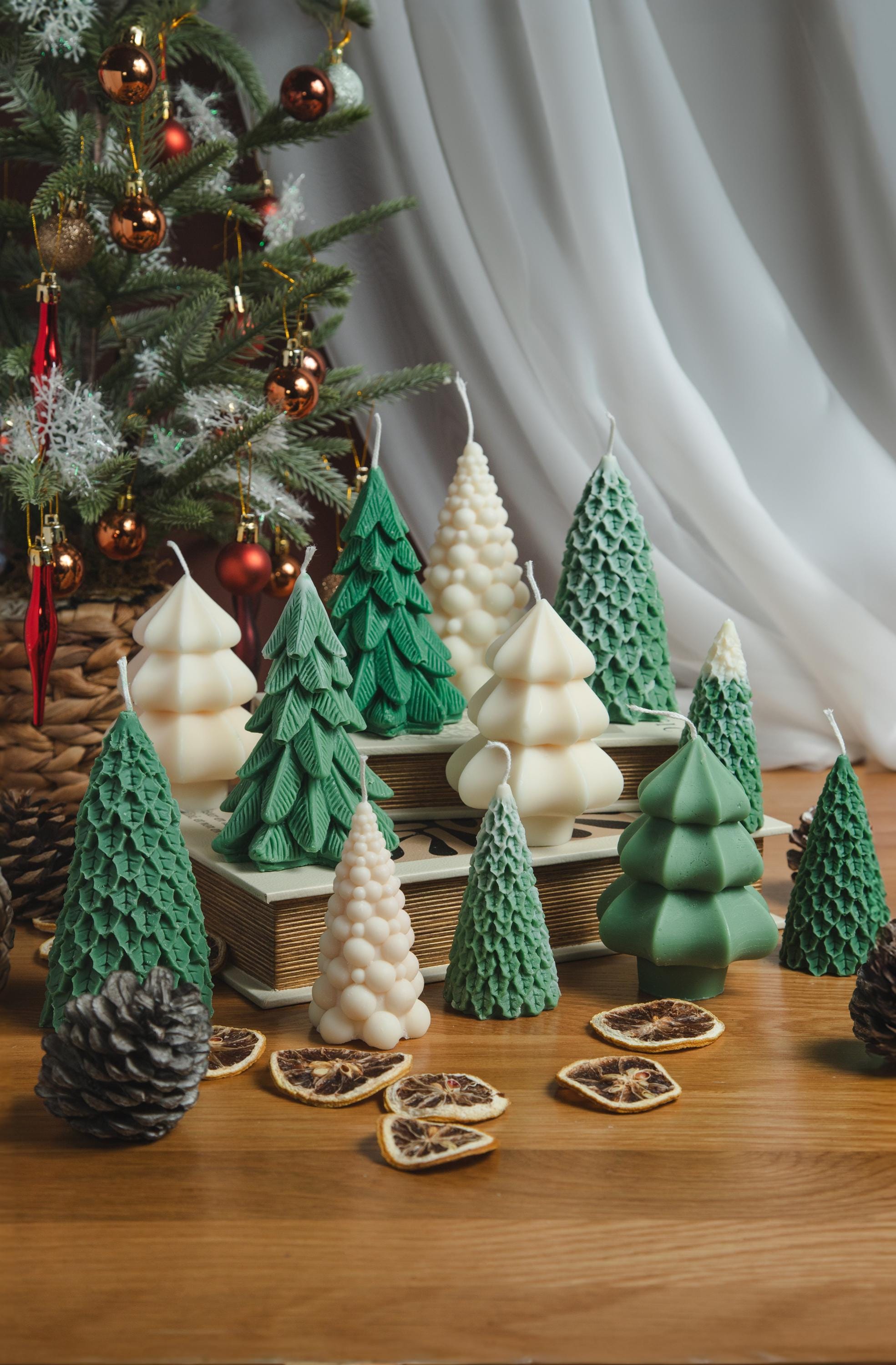 Festive Christmas Tree Candle | Handmade Soy Wax Holiday Decoration ...