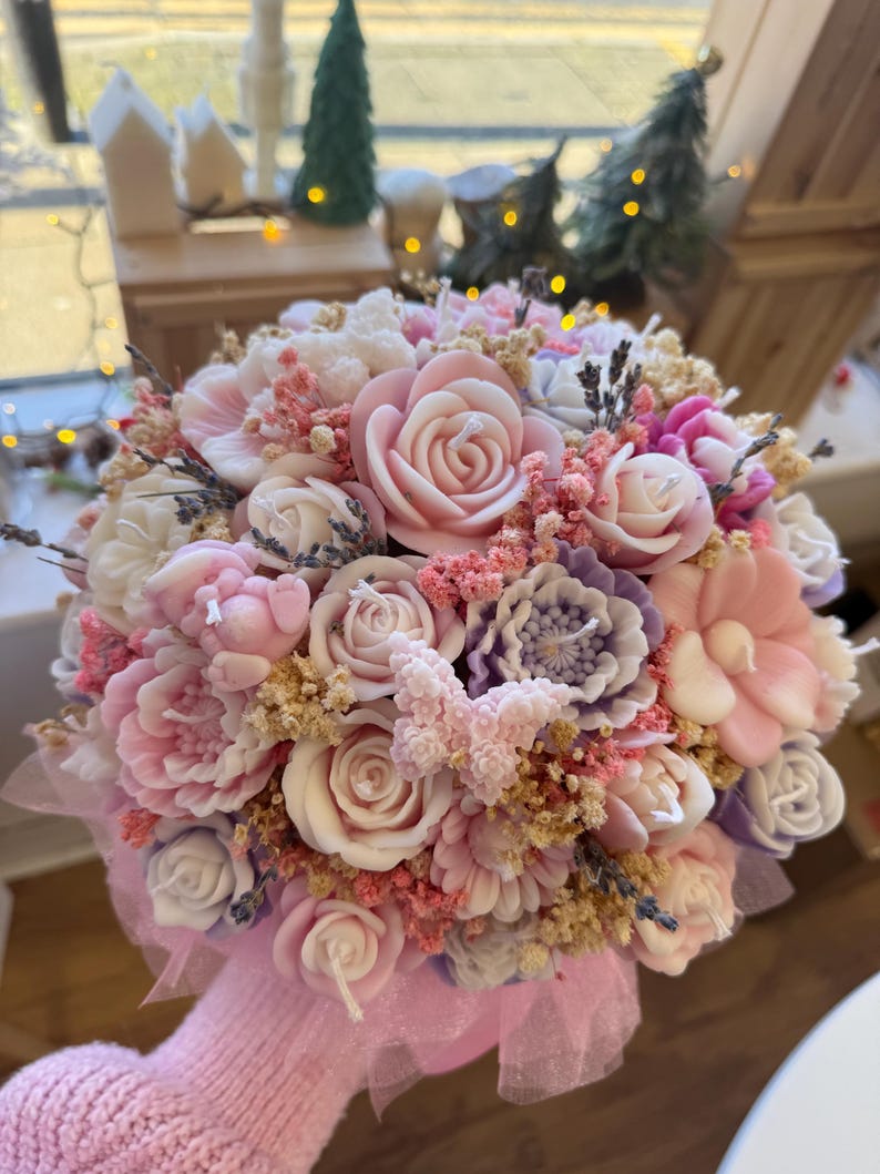 Candle Bouquet Gift | Handmade Soy Wax Flowers | Gift for Her | Home ...