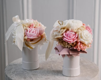 Mini ramo de velas de cera de soja hechas a mano: recuerdos de boda perfumados