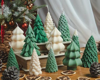 Christmas Tree Candle Collection | Scented Holiday Home Decor | Handmade Soy Wax Gift | Holiday Decor |