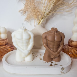 Handmade Soy Wax Male Torso Candle: Scented Body Sculpture