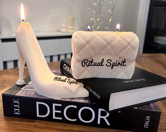 Set | High Heel Shoe Candle and Handbag | Perfect gift | Soy Wax | Home Decor | Fashion Female |