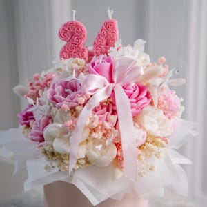 Bouquet di candele di compleanno in cera di soia fatte a mano: candele con numeri personalizzabili