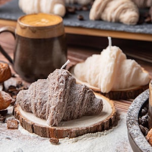 Croissant Soy Wax Candle | Bakery candle | Breakfast Pillar Decorative gift | Unique home decor |