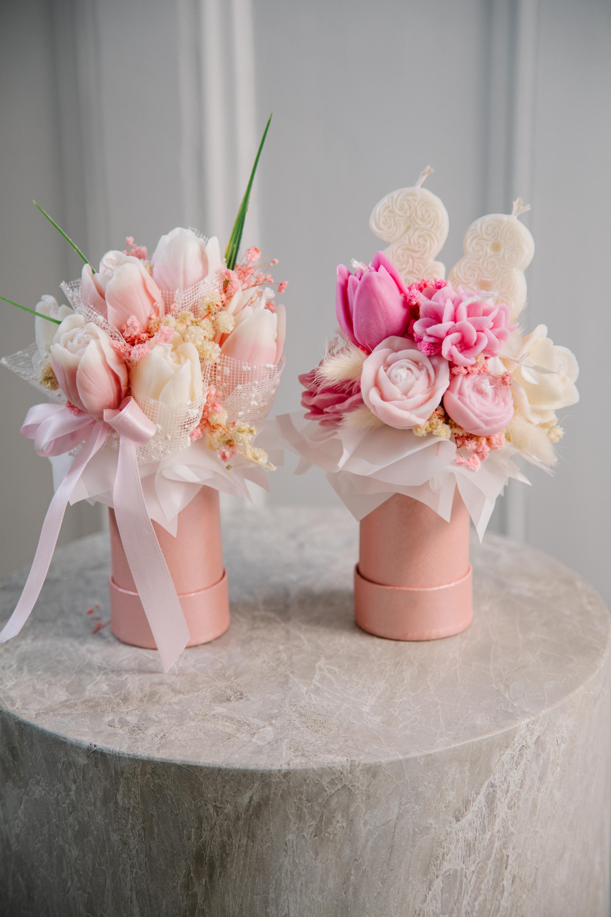 16 Candele Profumate Alla Rosa Con Fiori Secchi - Cera Di Palma 100% - 6 Ore Di Combustione - Per Spa, Bagno, Matrimonio - 6