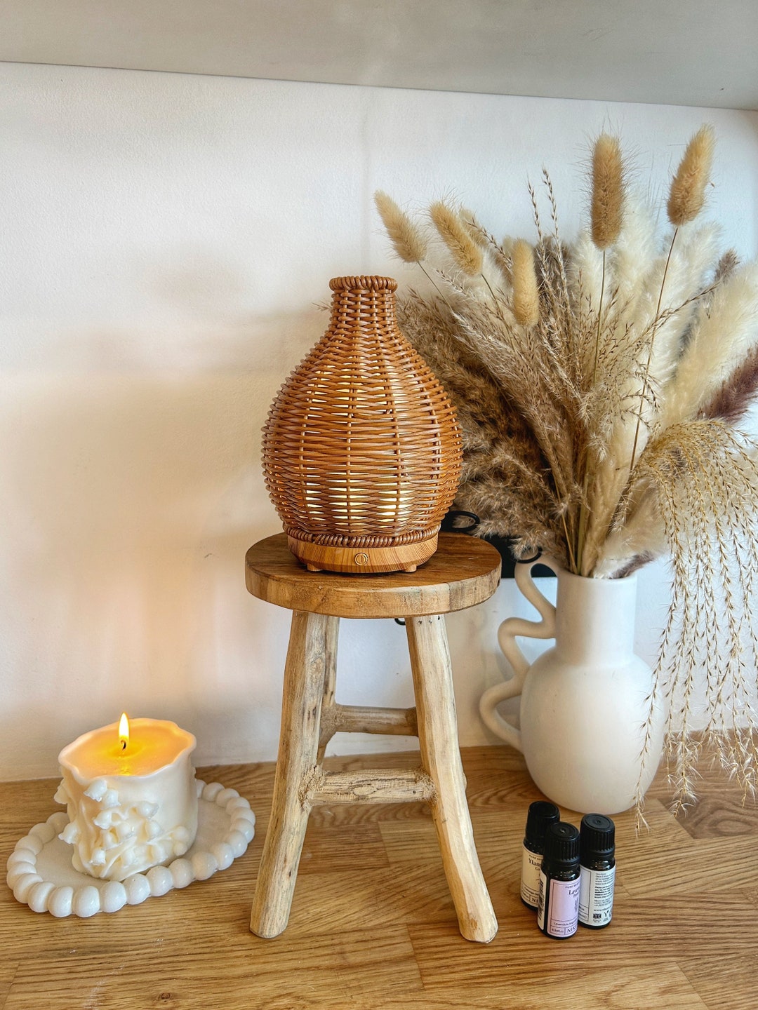 Rattan Electric Essential Oil Diffuser | Aromatherapy Home Decor - Etsy