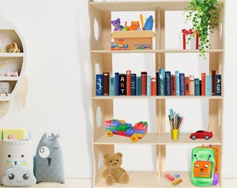 Bibliothèque Montessori en bois ou blanche pour enfant, étagère pour jouets, BD et livres pour chambre d'enfant, 5 étagères