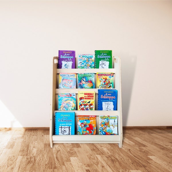 Bibliothèque Montessori pour enfant, étagère à jouets BD pour chambre d'enfant, 4 étagères, jeux éducatifs en bois naturel