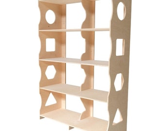 Estantería Montessori de madera o blanca para niños, estante para juguetes, libros de cómics, dormitorio, 5 estantes