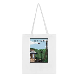 Bolsa Tote com Paisagem da França, Ecológica - Bolsa de Lona 100% Algodão com Design Exclusivo