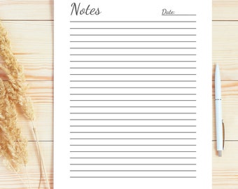 Notes Page | Minimal | Printable | PDF | Letter Size | 8x11