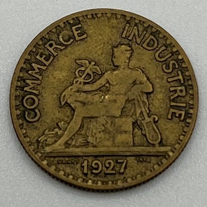 1927 France Commerce Industrie | Bon Pour 50 Centimes Coin | Collectibles | Numismatics | Coin Collecting | World Coins | Vintage | Antiques