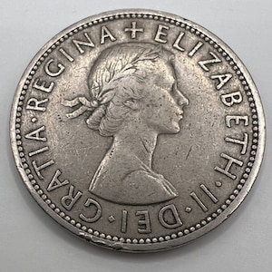 1955 Elizabeth II Coin | Half Crown | Collectibles | Numismatics | Coin Collecting | Gifts | World Coins | Vintage | Antiques