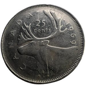 1969 Canada Elizabeth II | 25 Cents | Collectibles | Numismatics | Coin Collecting | Gifts | World Coins | Vintage | Antiques
