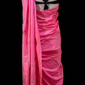 Mulberry Silk Bright Pink Saree