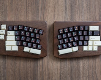 Keyclicks Split65 | Wood Alice layout split keyboard | Walnut Keyboard