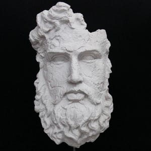 Cabeza de Poseidón, 59 cm, poliéster, dios del agua marina, mitología griega, estatua antigua, estatua griega, busto de dioses griegos, busto de Poseidón, Neptuno