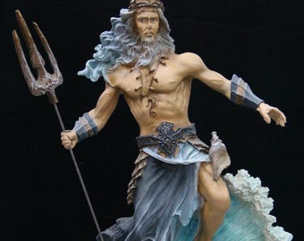 Poseidon Statue, 43 cm, Hand-Painted, Ancient Greek God, Poseidon Greek God of the Sea Sculpture, Poseidon Statue, Neptune Statue, Mythology